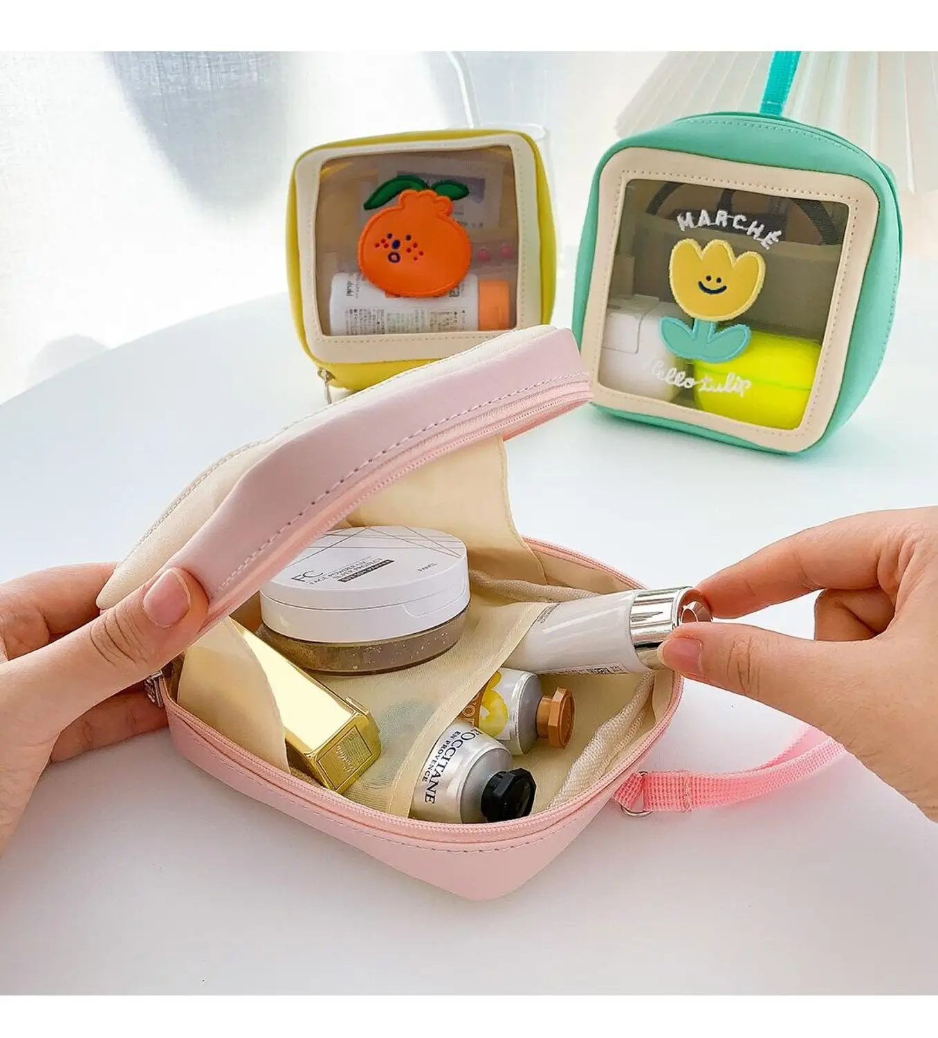 Bentoy корейские модные косметички с кроликом и оранжевыми цветами для девочек