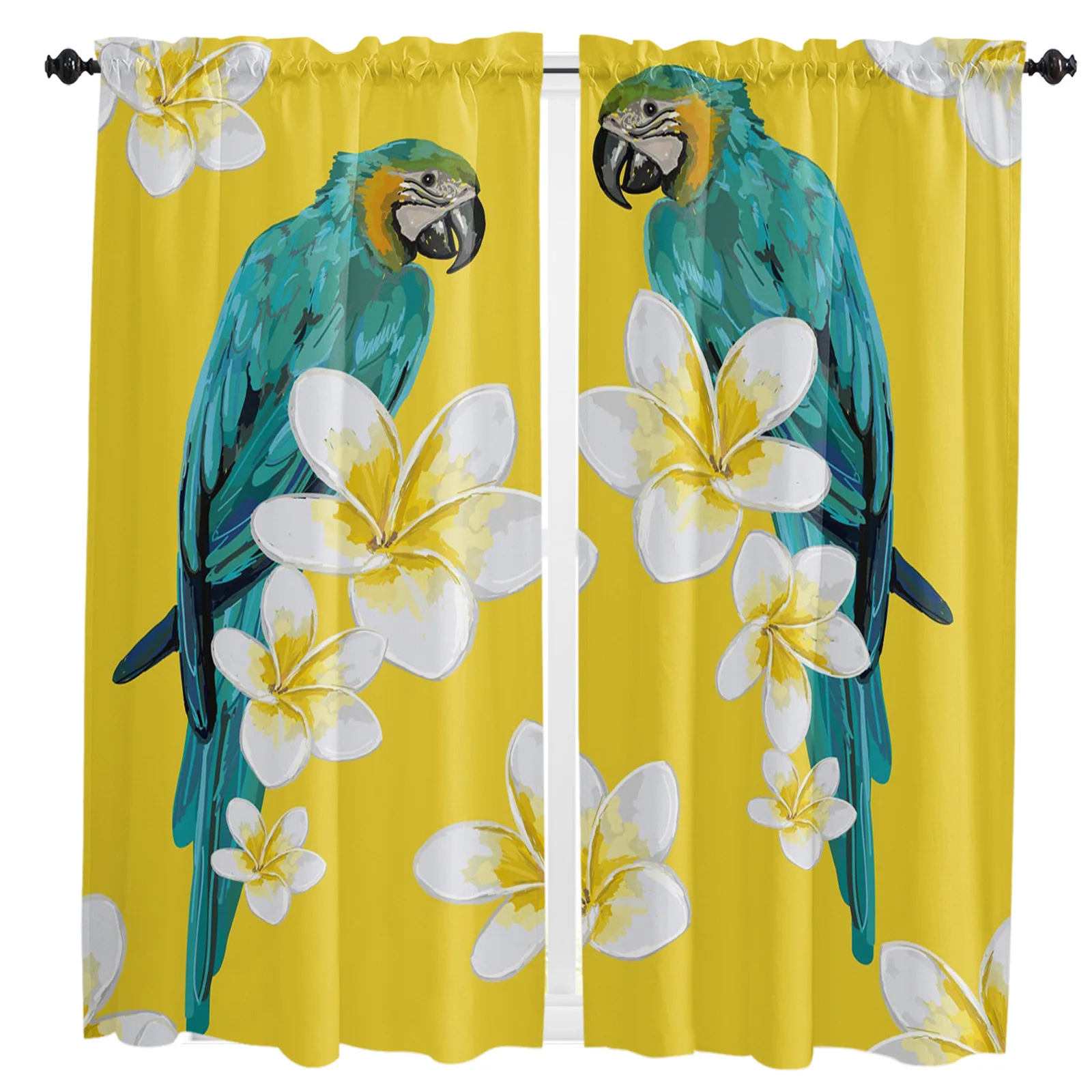 

Зеленые попугаи Акварельные картины цветы Плюмерия шторы в спальне гостиной зала окна кухни