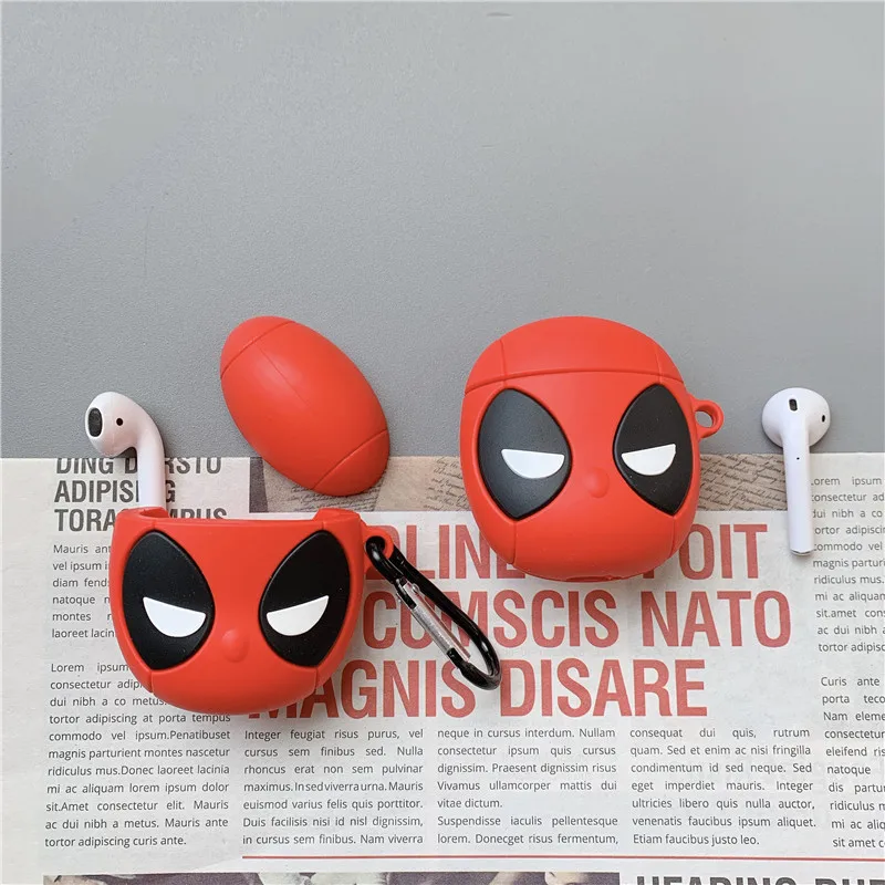 3D мультфильм Marvel Дэдпул корпусы гарнитурные для Apple Airpods 1/2 силиконовый защитный чехол для наушников Аксессуары для кожи