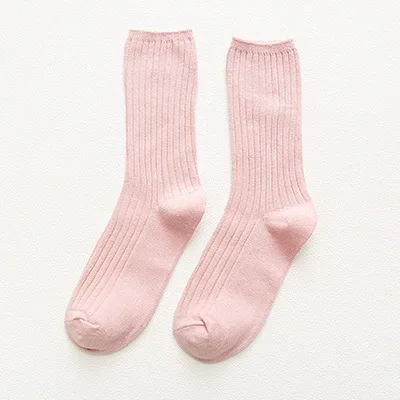 pink 2 Цвет Харадзюку Ретро женские хлопковые свободные носки зимние в трубке корейские фиолетовые синие желтые розовые дизайнерские рождественские милые - Цвет: pink 2