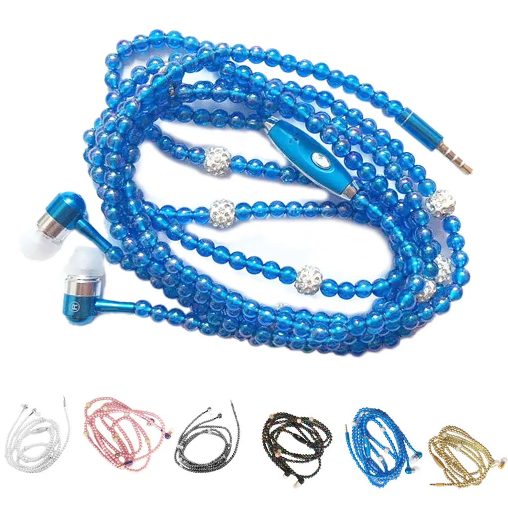 Жемчужное ожерелье наушники-вкладыши розовые стразы ювелирные изделия бусины