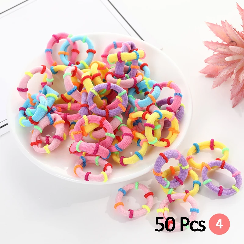 Ins Fashion 50Pcs/pack Women Colorful Bamboo Stripe Stretch Hair Ropes Headband Rubber Hair Rope Girl Ponytail Hair Accessories - Цвет: 50Pcs 4