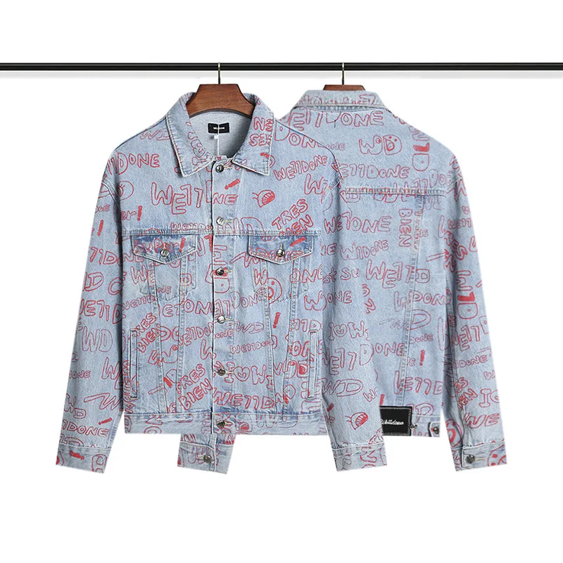 

Куртка джинсовая мужская и женская, повседневная, с граффити и логотипом, 2021