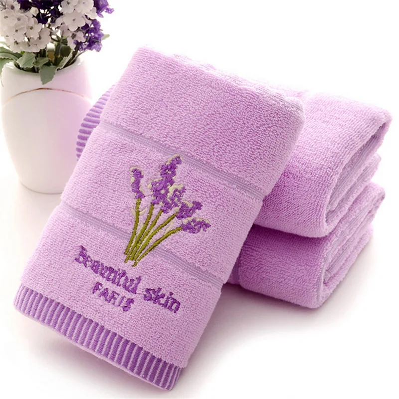 Новинка Juneiour 1 шт. Вышитое Лавандовое полотенце хлопчатобумажные полотенца для