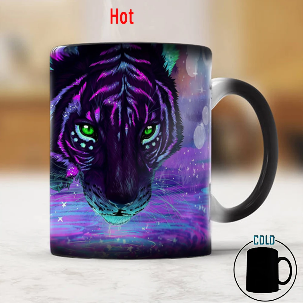

Волшебная Тигровая кофейная меняющая цвет кружка 350 мл Термочувствительная керамическая чашка для чая, молока