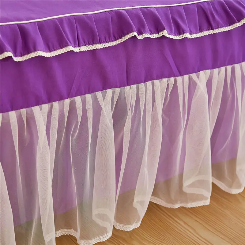 

Korean princess pattern lace bedding set 3/4pcs purple wedding bed skirt set twin full queen king duvet cover sets bedclothes