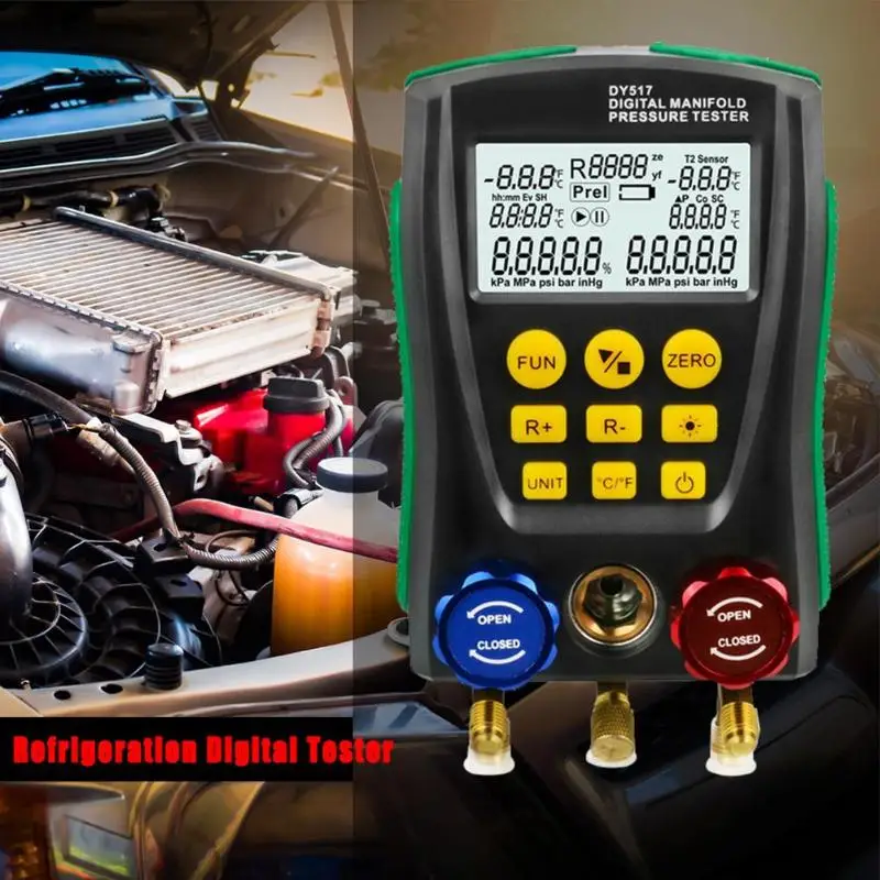 DY517A Pressure Gauge Refrigeration Digital Vacuum Manifold Tester Meter HVAC Temperature Tool Kit | Инструменты
