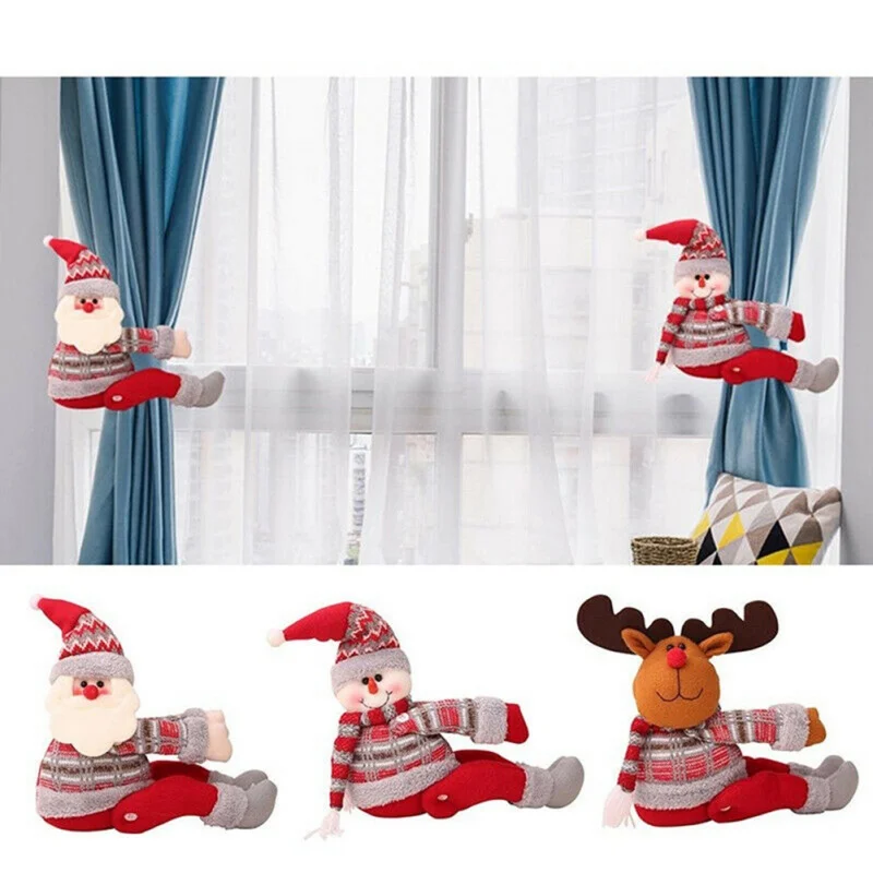 Christmas Curtain Buckle Doll Window Clamp Clip Santa Snowman Elk Hooks Fastener Baby Shower Kids Toy Home Decor |