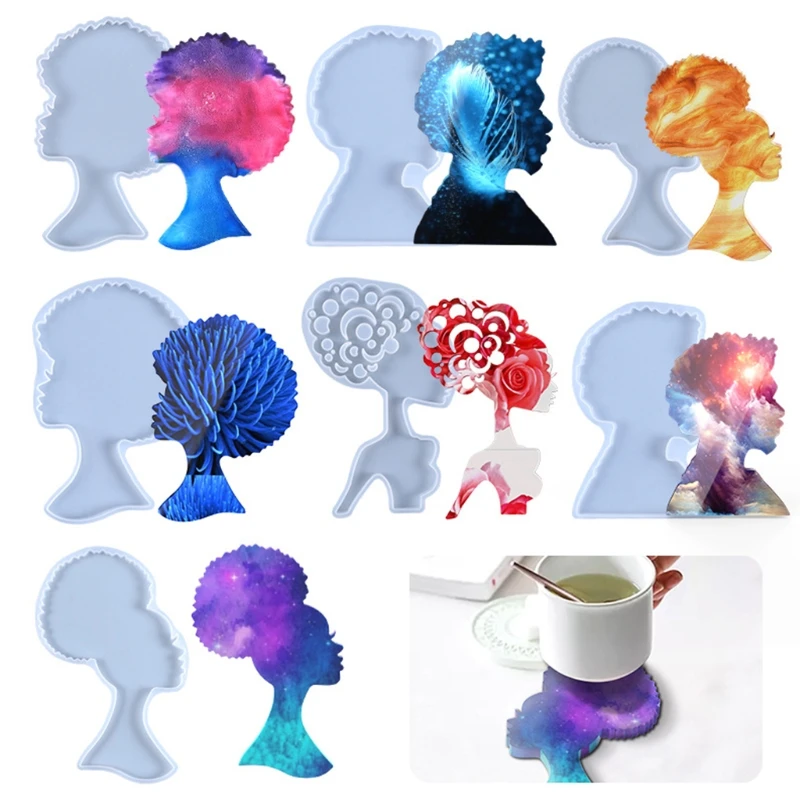

Afro Female Rolling Tray Crystal Epoxy Resin Mold African Goddess Fruit Plate Silicone Mould DIY Crafts Jewelry Casting X4YA