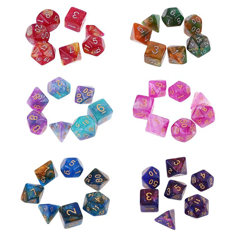 7 шт./набор акриловые многогранные игральные кости D4 D6 D8 D10 D12 D20 | Спорт и