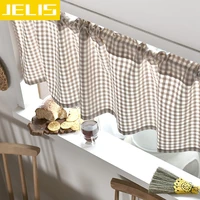 Kitchen Short Curtain Road Pocket Curtain for Cabinet Door Half-Curtain Bay Window Plaid Drapes Cafe Living Room Home Decor