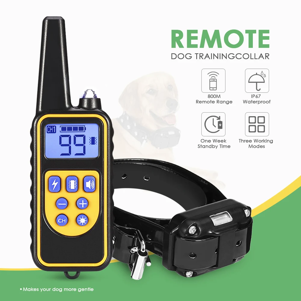 800 м Электрический тренировочный ошейник для собак водонепроницаемый