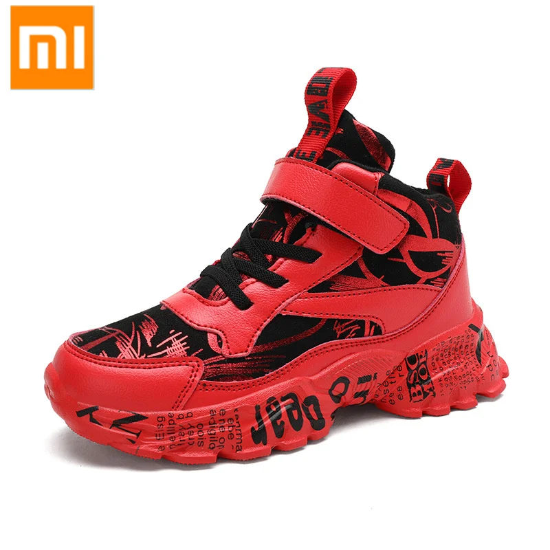 

Кожаная обувь Xiaomi, спортивные кроссовки для мальчиков, детская обувь, модные повседневные кроссовки, легкие, водонепроницаемые, дышащие, мя...