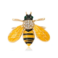 cute enamel yellow bee brooches for women crystal animal brooch lapel badges pin female trendy party jewelry