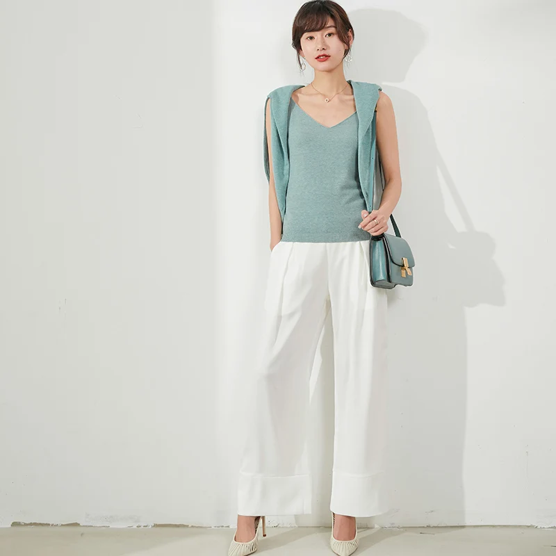 Женский безрукавный жилет 2020 Весна и лето новый вязаный Свитер Приталенный