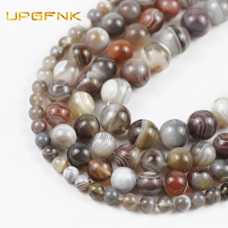 

UPGFNK Persian Agates beads Natural Stone Round Loose Beads for Jewelry Making DIY Bracelet Necklace Accessories 15" 6/8/10/12MM