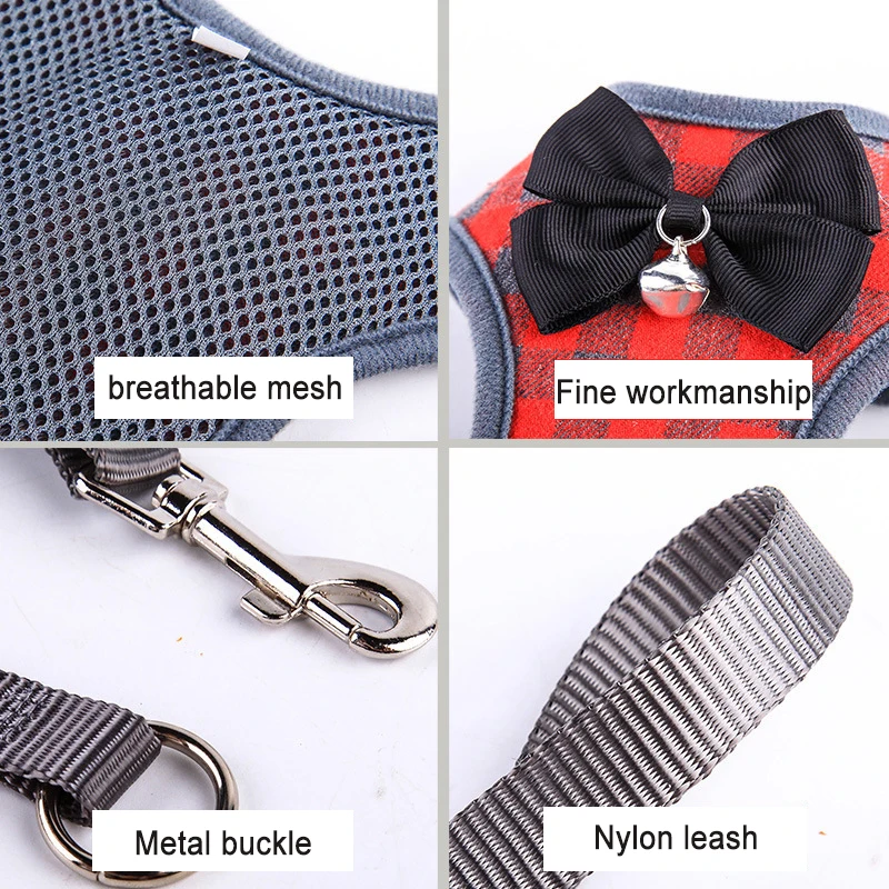 Шлейка с поводком для домашних питомцев базовый клетчатый жилет подкладкой