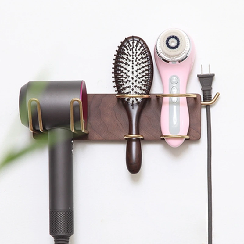 Держатель для сушилки волос деревянный настенный Многофункциональный железные