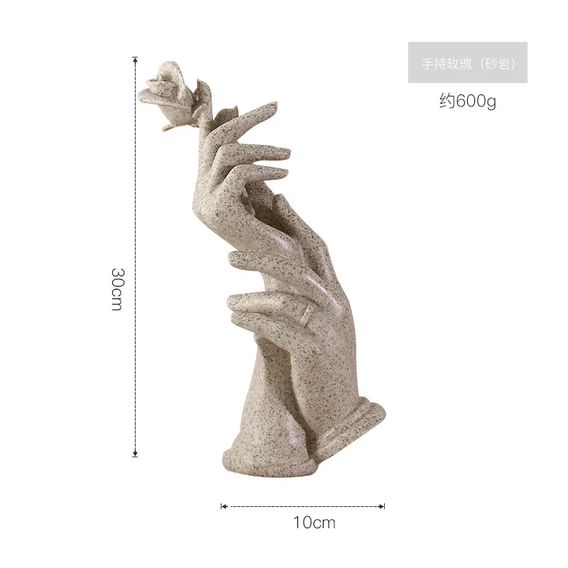 

Home Decoration Resin Sculpture Statue Living Room Wine Cabinet Modern Fashion Hand-held Rose Ornaments Golden Crafts Gift