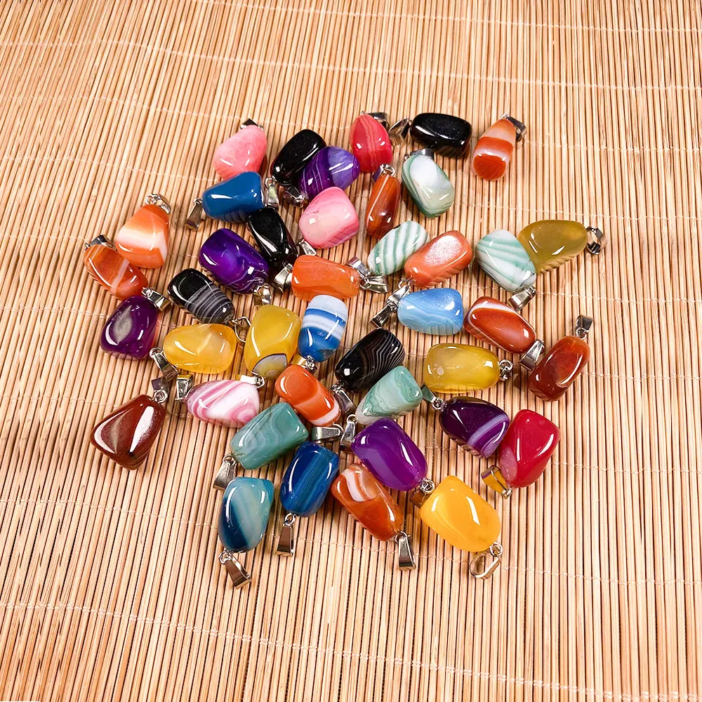 

5pcs/lot Natural Stone Pendant Irregural Shaped Stripe Agates Pendant Making Bracelet Necklace for DIY 10X20-15X25 mm