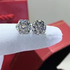 Серьги-гвоздики с муассанитами, цвет D, 2 карата