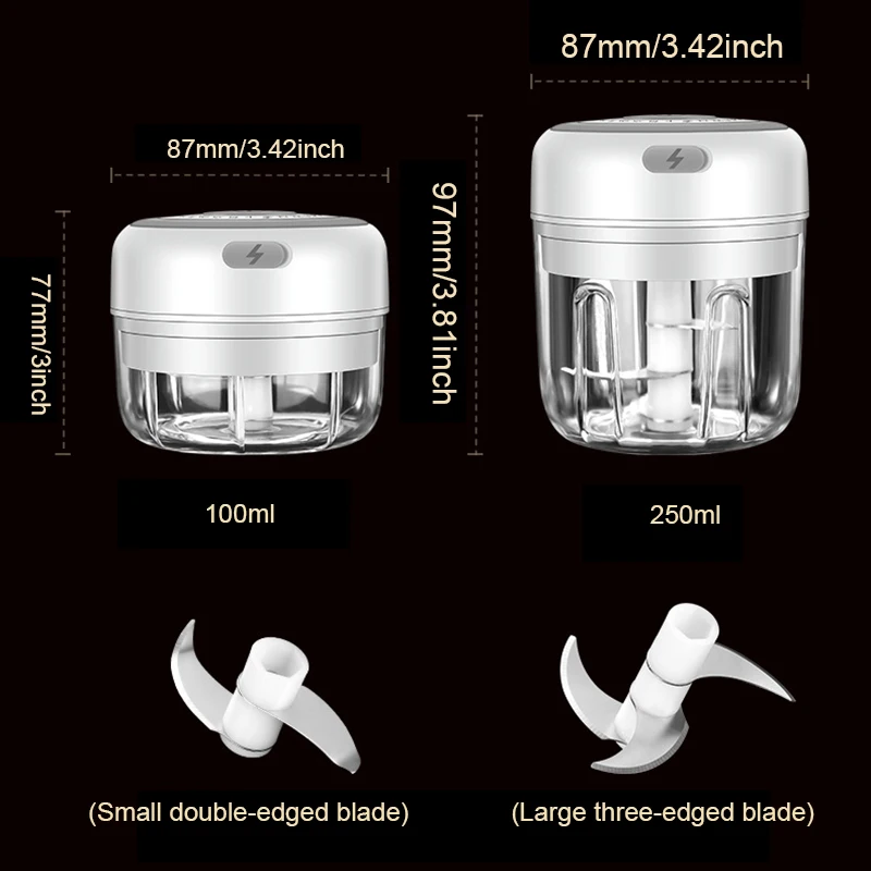 

100/250ml Electric Garlic Masher Garlic Press Mincer Vegetable Chili Meat Grinder Food Chopper Masher Tools Kitchen Accessories