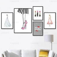 fashion salon wall art canvas painting beauty girl high heels lipstick print nordic poster picture modern living room home decor