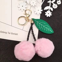 korean cute fur ball bag hanging multi color cherry fur ball keychain all match pendant female