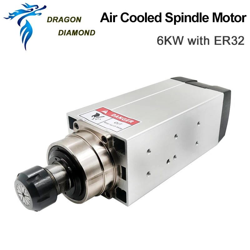 Шпиндель с воздушным охлаждением квадратной формы мотор шпинделя 6 кВт 380 В 18000