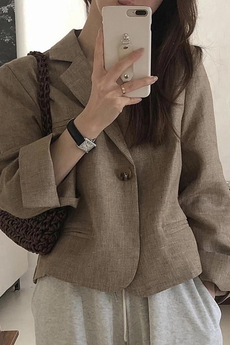 

VANOVICH Korean Style Spring and Autumn New 2022 Jackets Women Wild Lapel Casual Ladies Jackets Long Sleeve Women Clothing