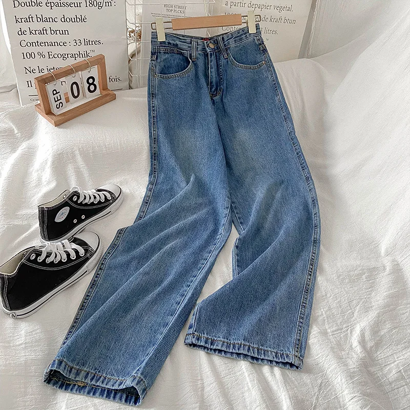 

Style Chic Wide Leg Jeans for Women 2021 New Spring and Autumn Straight Loose High Waist Slimming