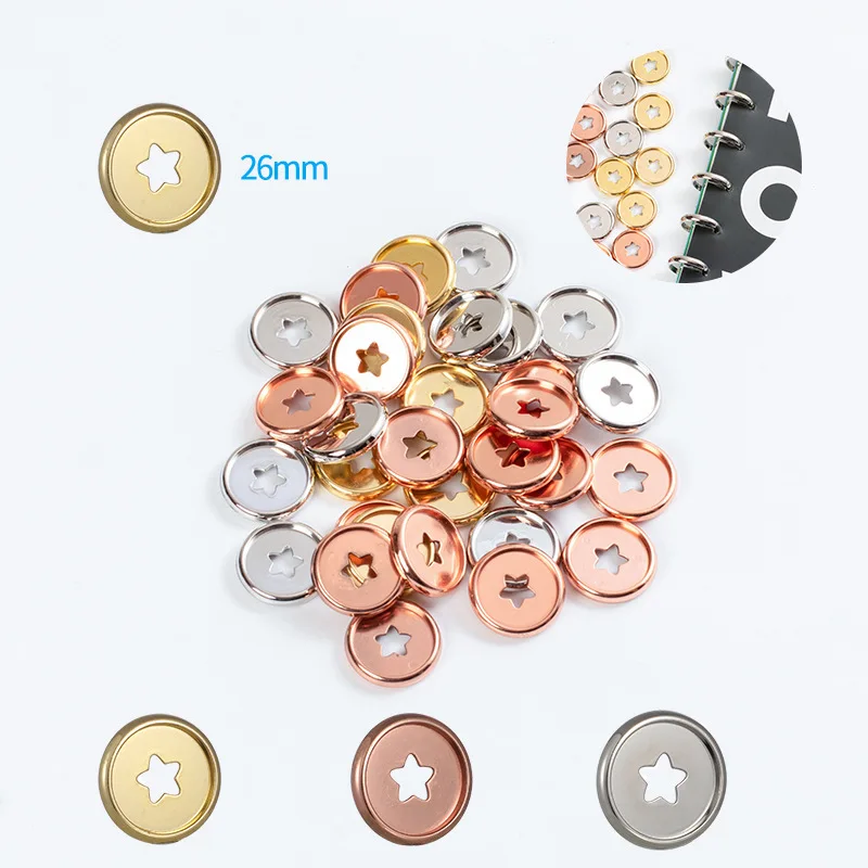 

12pcs 26mm Notebook Mushroom Hole Button Plastic Pentagram Disc Star Buckle For Loose Leaf Hand Book Binding Discs Accessories