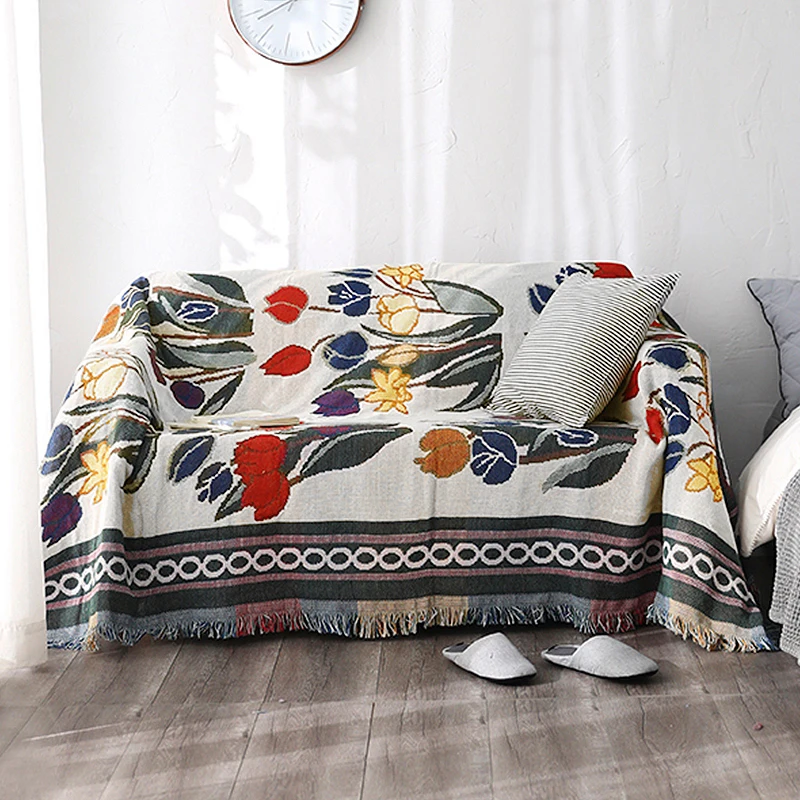 Вязаное одеяло для дивана моющееся полотенце с кисточками дорожное сна и ТВ