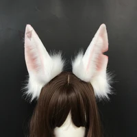 mmgg handmade work white bunny rabbit ears fold style hairhoop hairbands headband headwear cosplay costume accessories