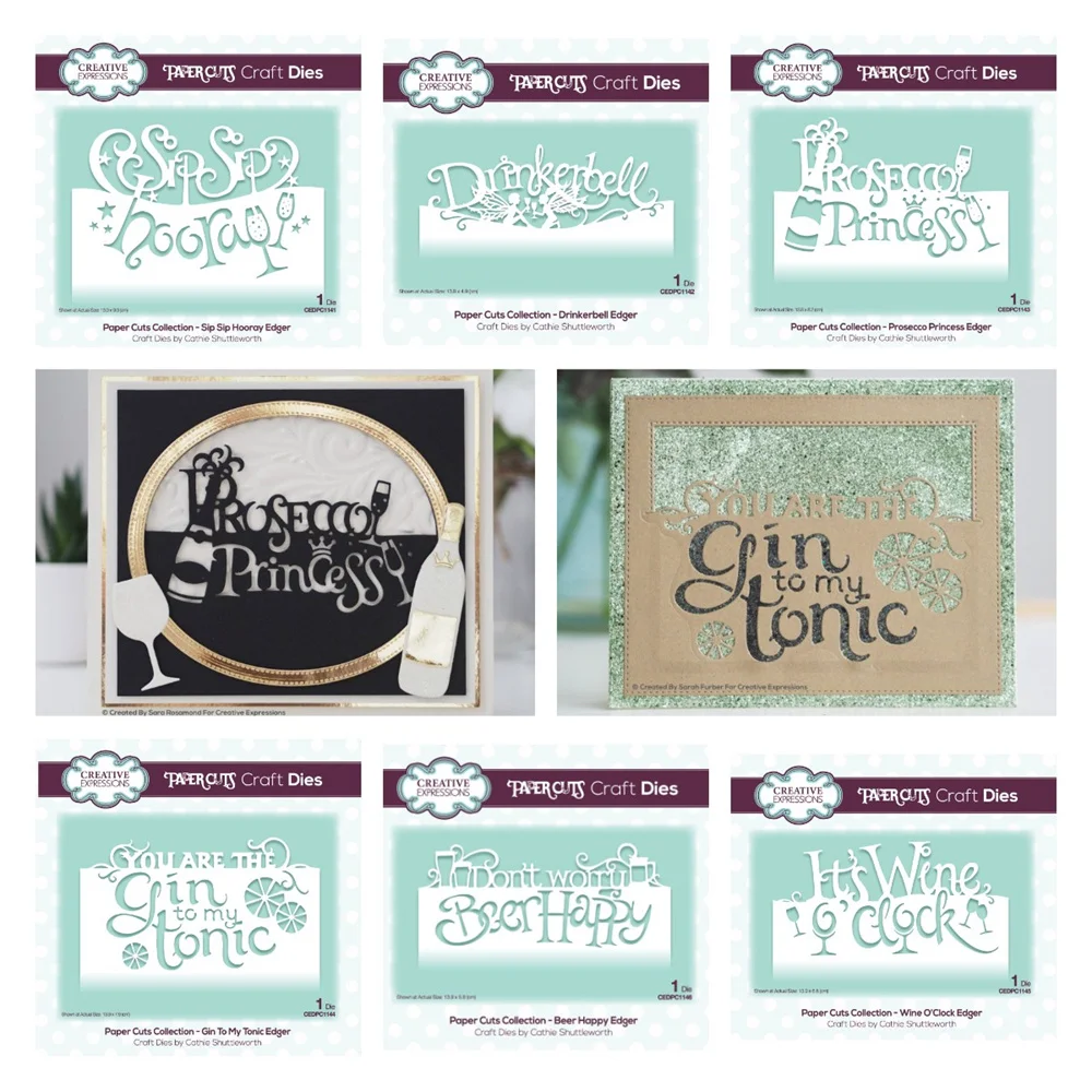 

New Metal Cutting Dies Beer Wine Clock Gin Princess Drinkerbell Hooray Diy Crafts Gift Card Scrapbook Blade Punch Decorate Mold