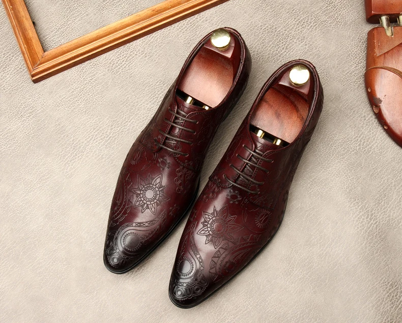 

Men Genuine Cowhide Leather Oxford Shoes Wedding Business Office Dress Shoes For Male Black Brown Lace Up Party Oxfords Shoes