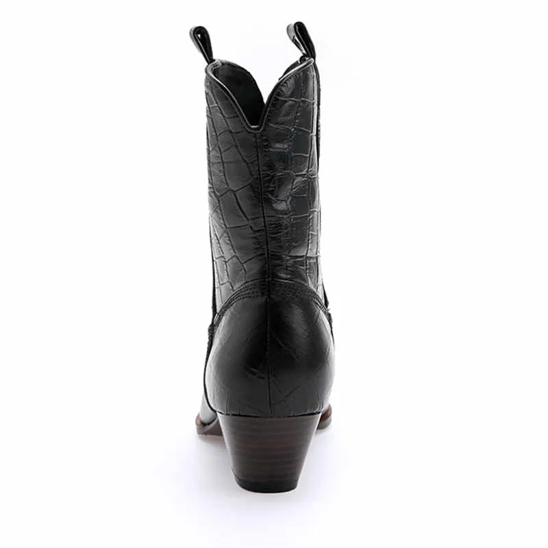 Женские ковбойские ботильоны на высоком каблуке осень/зиму|Женские полусапожки|