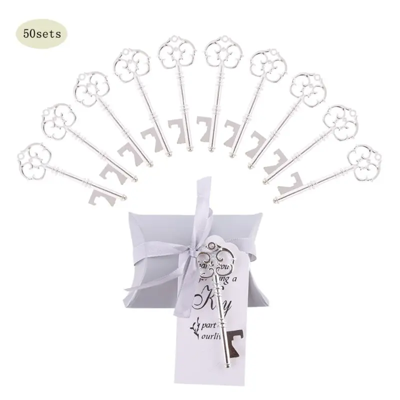 50 комплектов Свадебная вечеринка открывалка для ключей с биркой бумажный пакет