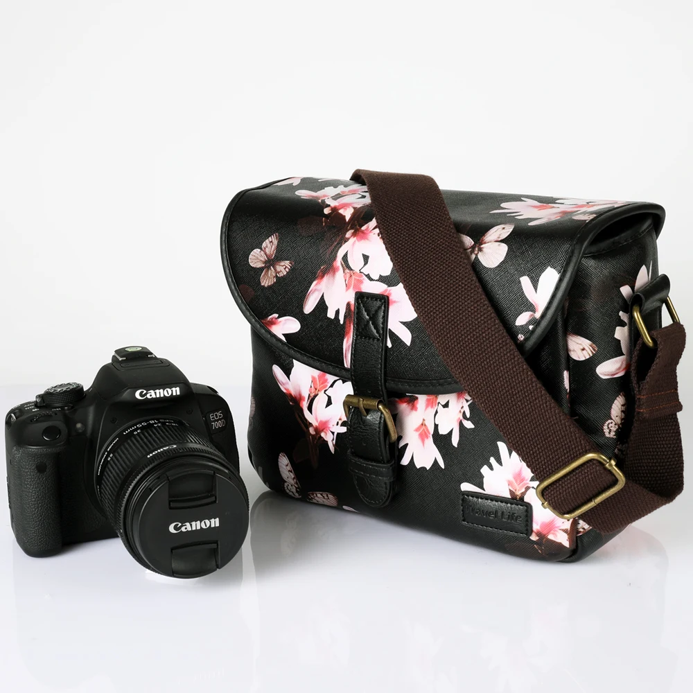 

Woman PU Leather Flowers Photo Cover Shoulder Camera Case Bag For Canon Nikon SONY Panasonic Pentax Olympus Fujifilm Instax MINI