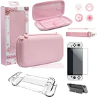 Переключатель Oled розового цвета чехол для переноски Сакура сумка Защитная консоль Прозрачная крышка комплект водонепроницаемый защитный экран ремешок на запястье и плечо