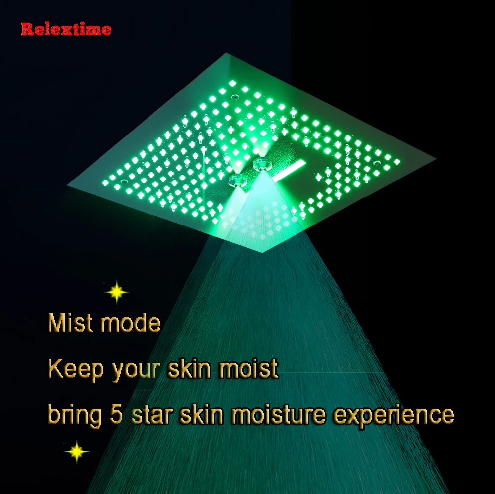 Полированный хромированный смеситель для душа с большим дождем светодиодный