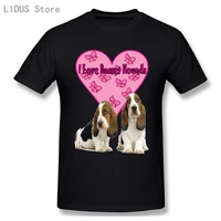 2021 fashion graphic t shirt cartoon anime basset hound dog i love basset hounds short sleeve casual men t shirt tees top