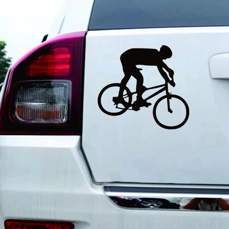 

40695# Die-Cut Vinyl Decal Mountain Bike Rider Car Sticker Waterproof Auto Decors on Car Body Bumper Rear Window