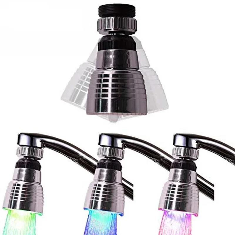 

360 Rotate Swivel Faucet Nozzle Water Saving Tap Aerator Diffuser High Quality Kitchen Accessories Filter Adapter RGB Led Light