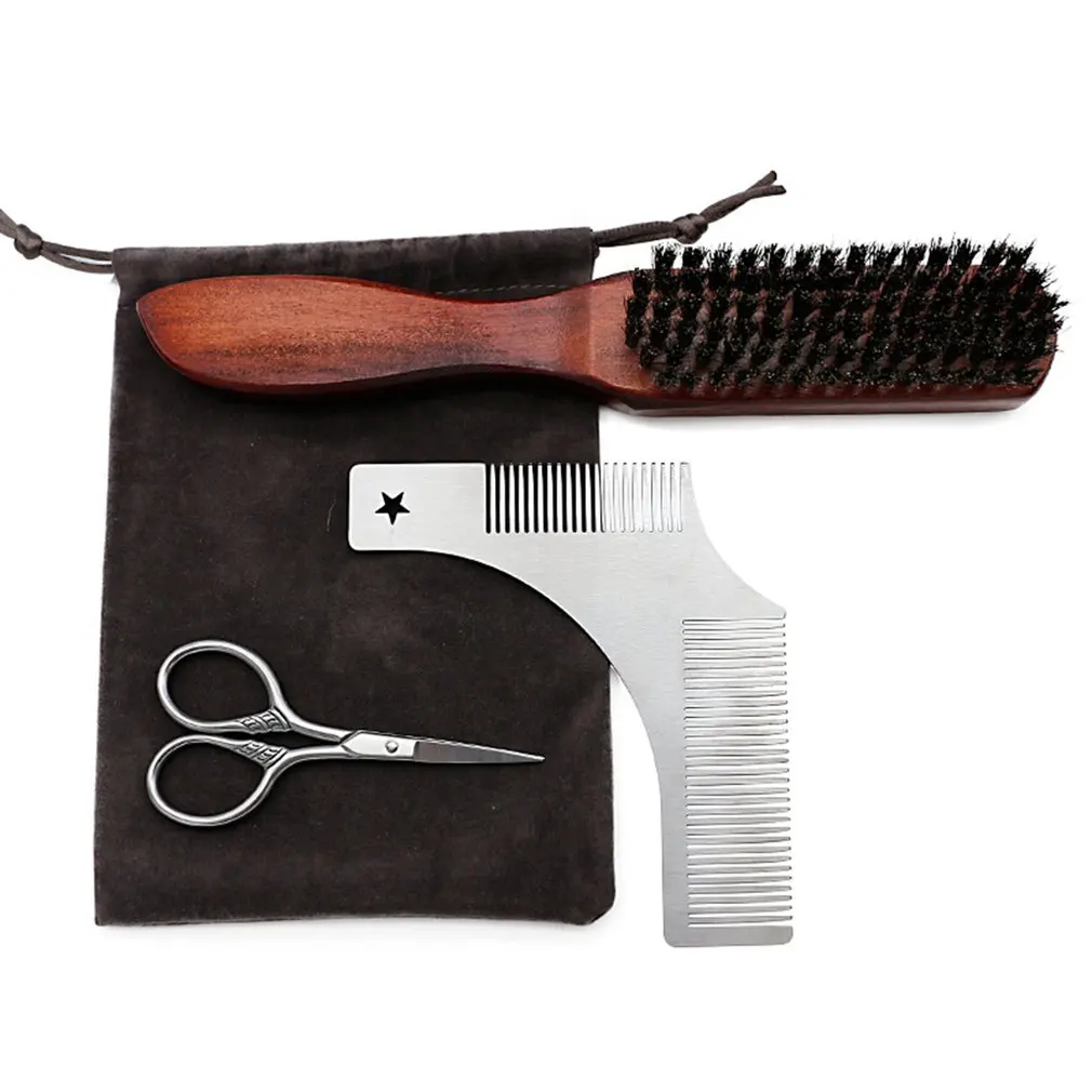 4 шт./компл. идеальный гребень для бороды набор мужчин трафарет ухода за лицом