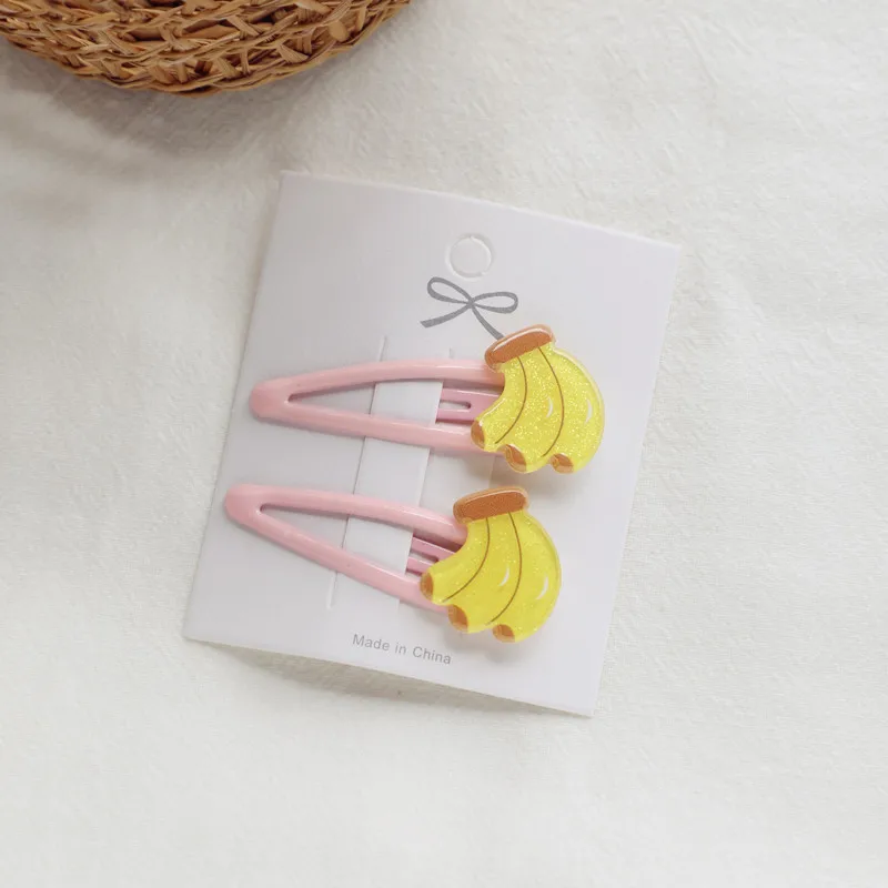 1 BB banana 2 шт./лот, модные аксессуары и клипсы для волос для девочек, детские Мультяшные овощные заколки для волос с фруктами, Детские имитирующие фруктовые заколки - Цвет: 1 BB banana