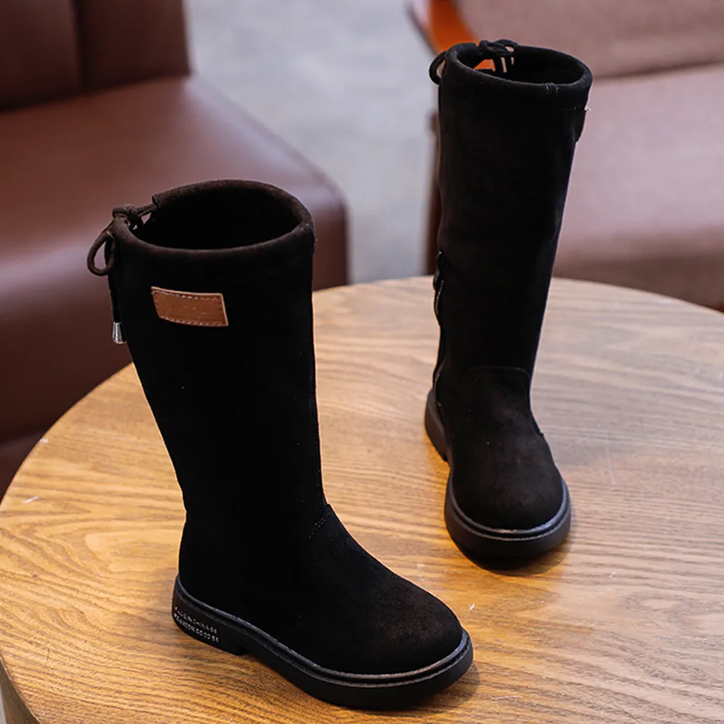 Ботинки для девочек зимние ботинки малышей младенцев модная однотонная длинная