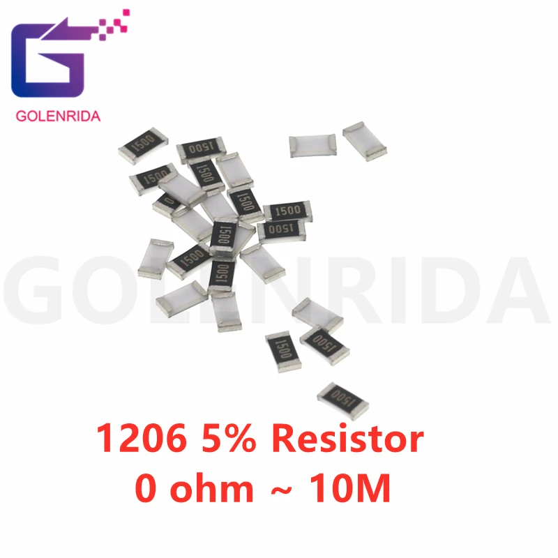 100 шт. 1206 SMD 5% Резистор 0R ~ 10M 1/2 Вт 0 1 10 150 220 330 Ом 1K 2 K 10K 100K 1R 10R 100R 150R 220R 330R|Резисторы| |