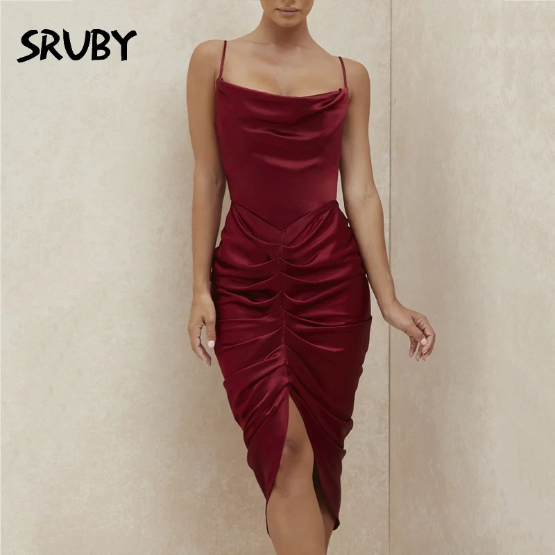 Женское платье с рюшами SRUBY однотонные летние платья на бретельках для женщин
