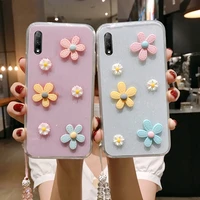 enjoy 10 3d bloemen glitter phone case for huawei enjoy 10 transparante bling soft tpu back cover